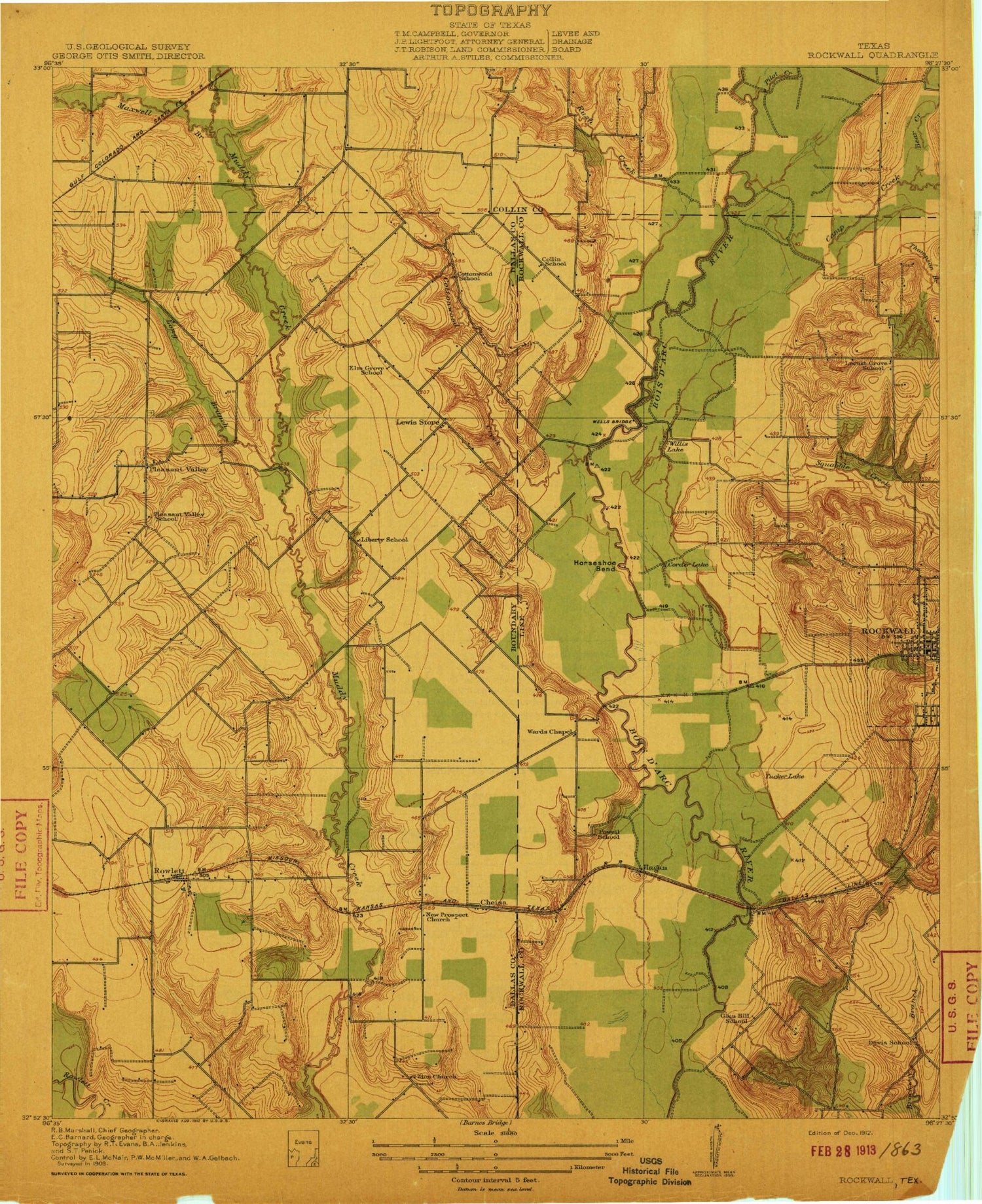 Classic USGS Rockwall Texas 7.5'x7.5' Topo Map Image