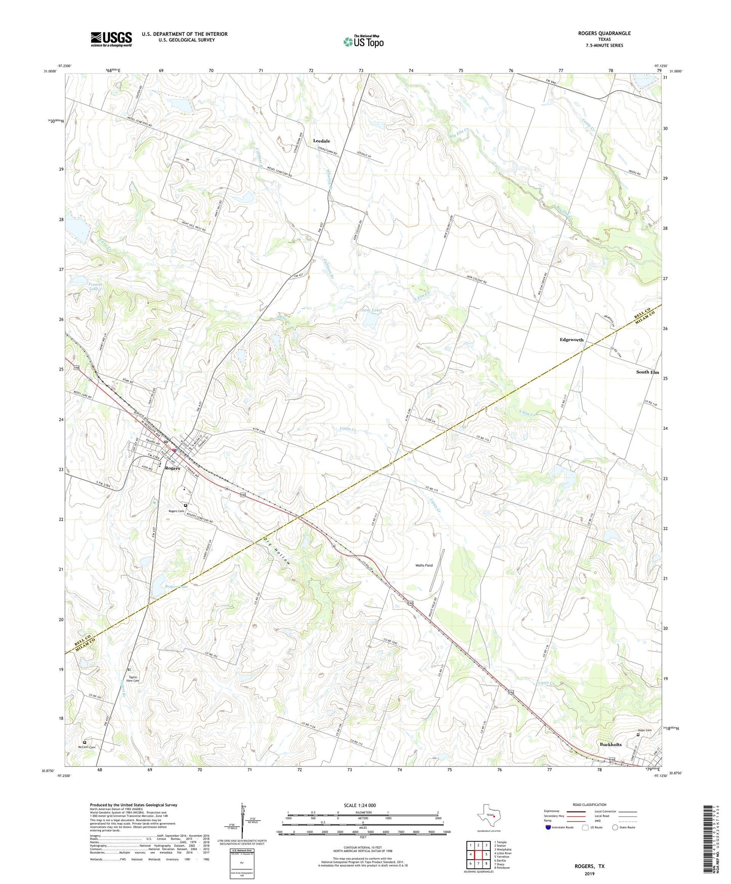 Rogers Texas US Topo Map Image
