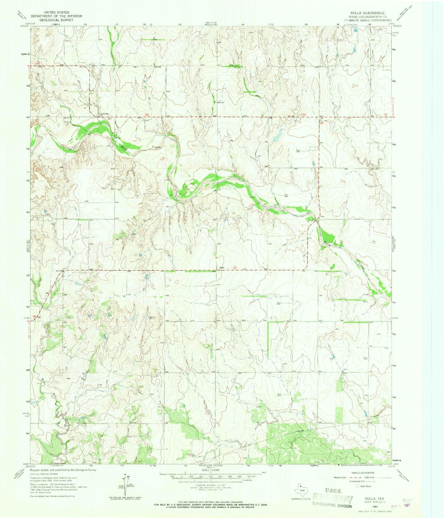 Classic USGS Rolla Texas 7.5'x7.5' Topo Map Image