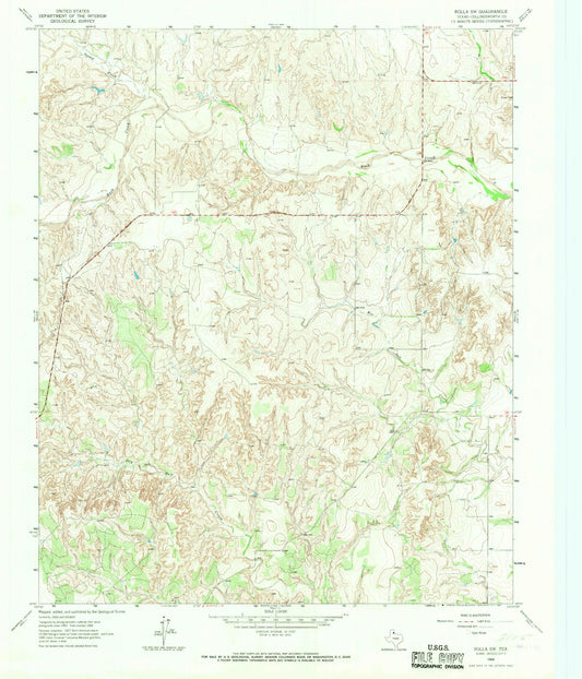Classic USGS Rolla SW Texas 7.5'x7.5' Topo Map Image
