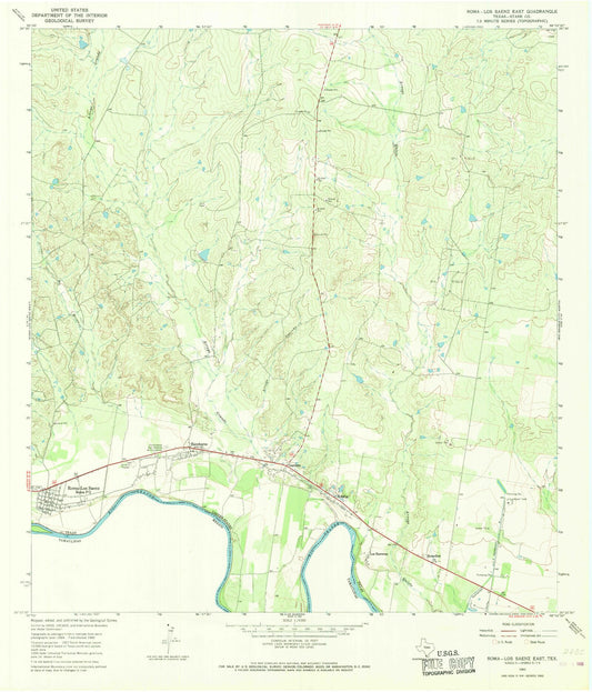 Classic USGS Roma-Los Saenz East Texas 7.5'x7.5' Topo Map Image