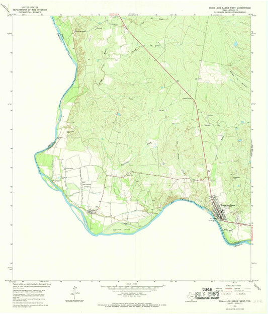 Classic USGS Roma-Los Saenz West Texas 7.5'x7.5' Topo Map Image