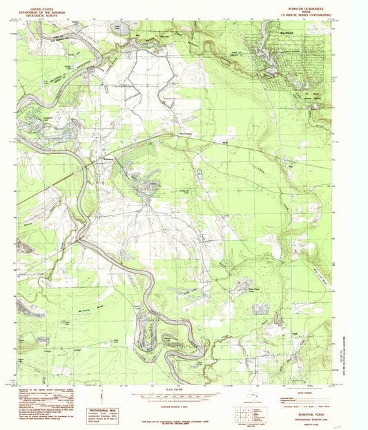 Classic USGS Romayor Texas 7.5'x7.5' Topo Map Image