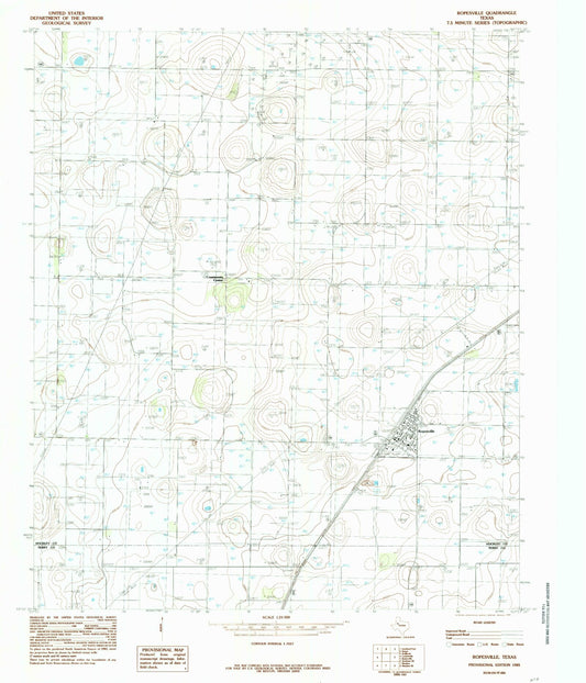 Classic USGS Ropesville Texas 7.5'x7.5' Topo Map Image