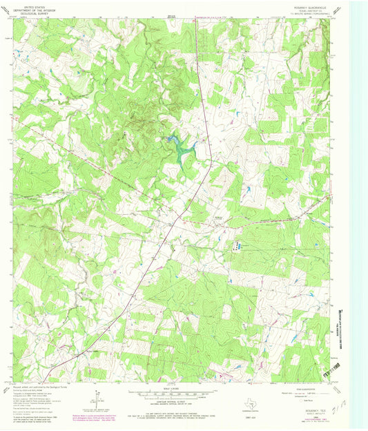 Classic USGS Rosanky Texas 7.5'x7.5' Topo Map Image