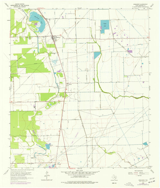 Classic USGS Rosharon Texas 7.5'x7.5' Topo Map Image
