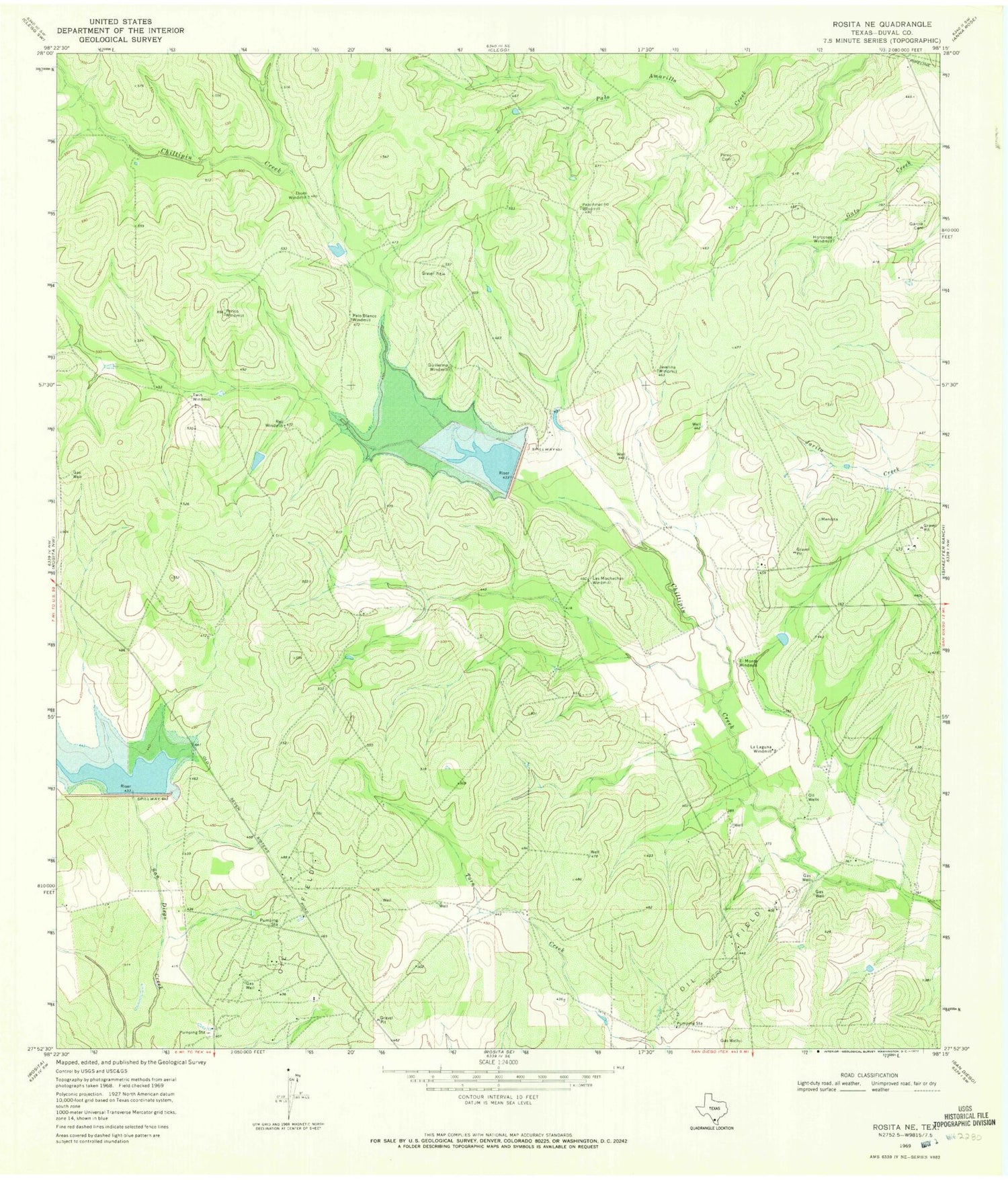 Classic USGS Rosita NE Texas 7.5'x7.5' Topo Map Image