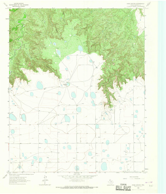 Classic USGS Ross Canyon Texas 7.5'x7.5' Topo Map Image