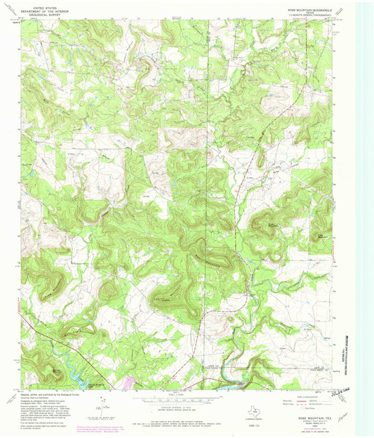 Classic USGS Ross Mountain Texas 7.5'x7.5' Topo Map Image