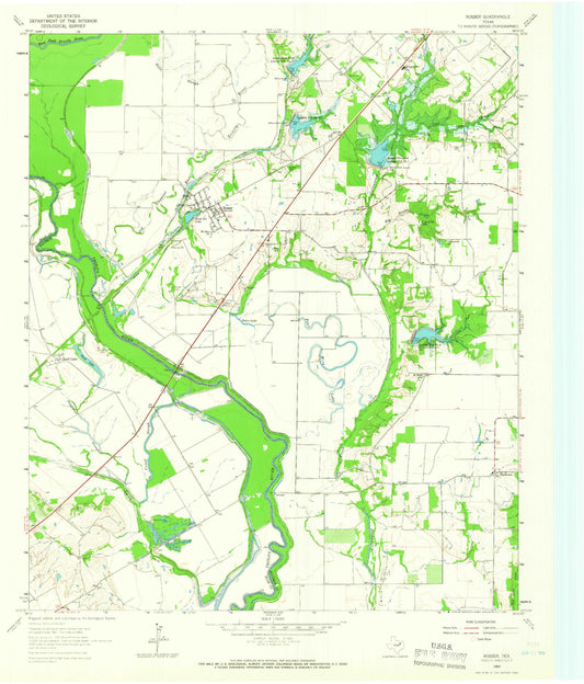 Classic USGS Rosser Texas 7.5'x7.5' Topo Map Image