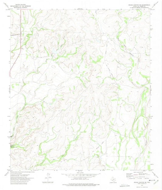 Classic USGS Rough Canyon SE Texas 7.5'x7.5' Topo Map Image