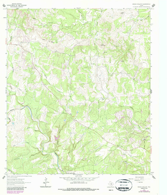Classic USGS Rough Hollow Texas 7.5'x7.5' Topo Map Image