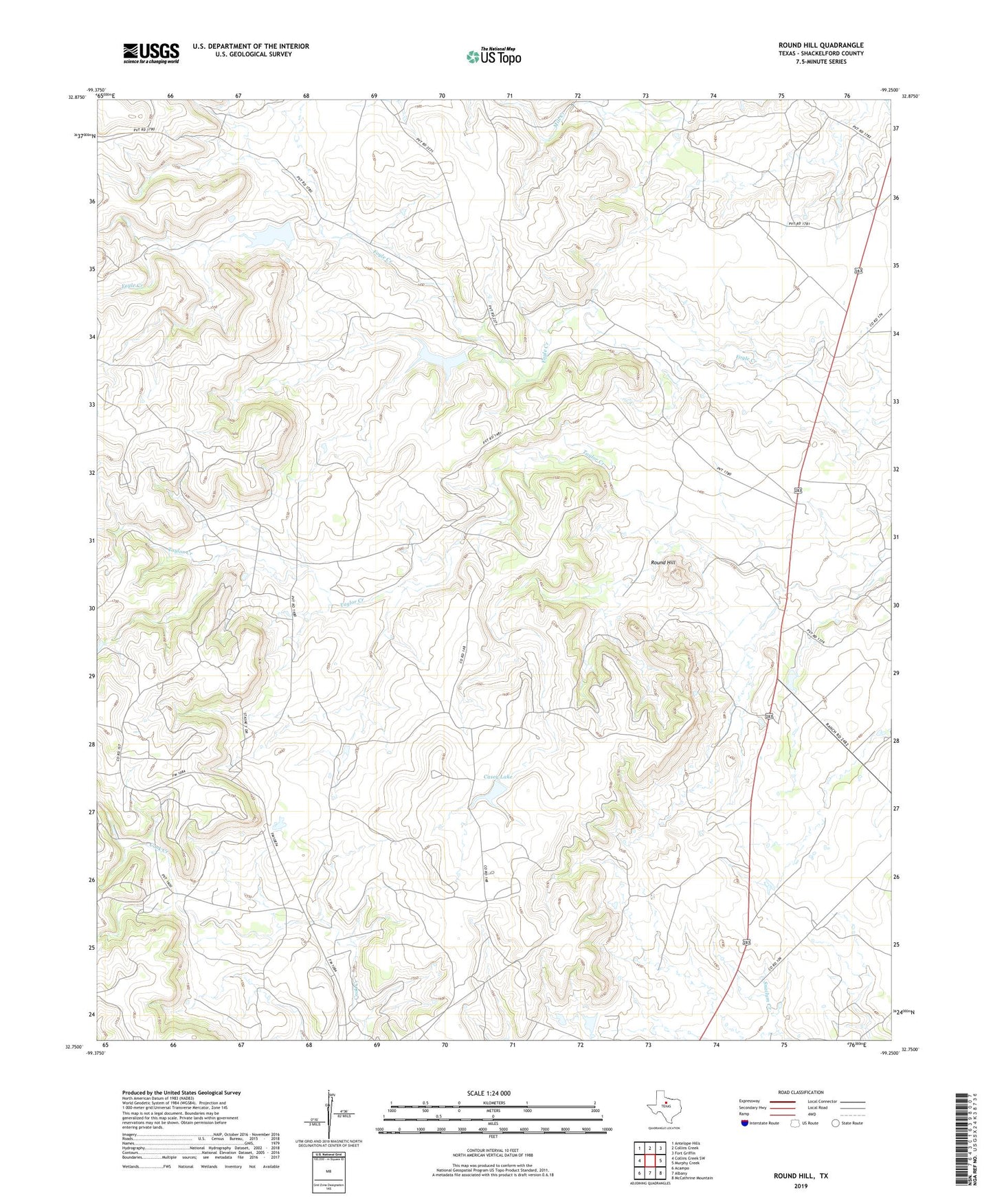 Round Hill Texas US Topo Map Image