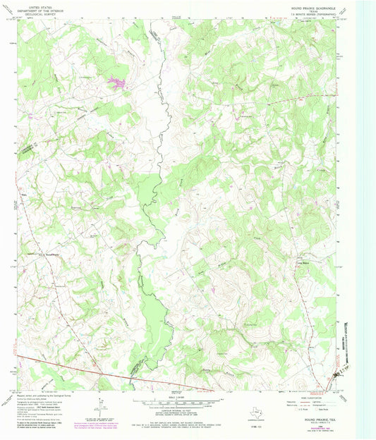 Classic USGS Round Prairie Texas 7.5'x7.5' Topo Map Image