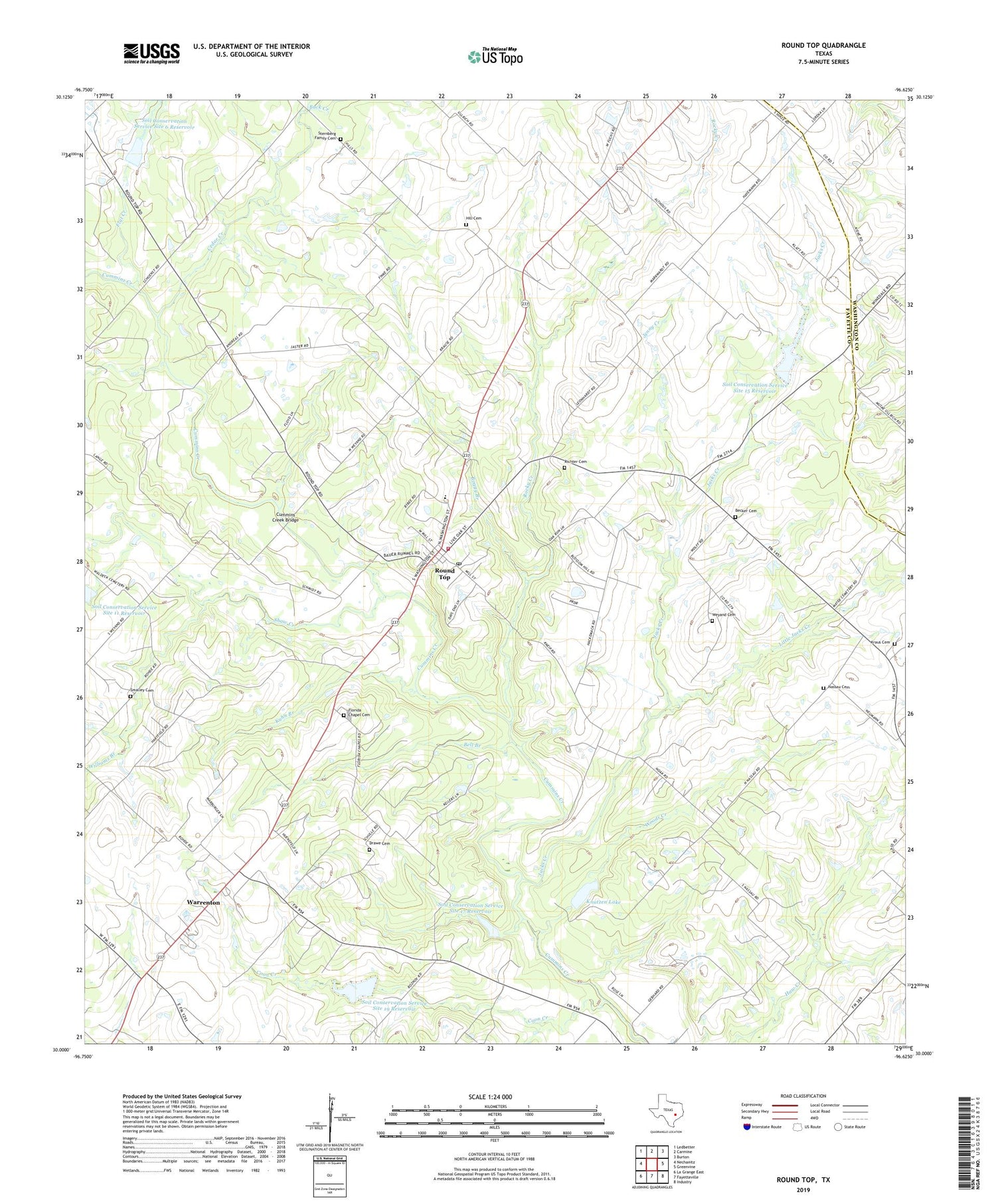 Round Top Texas US Topo Map Image