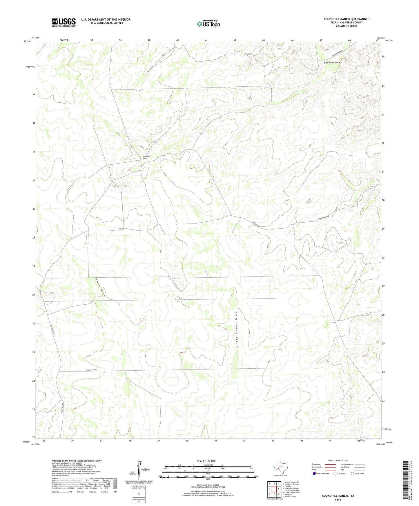 Roundhill Ranch Texas US Topo Map Image