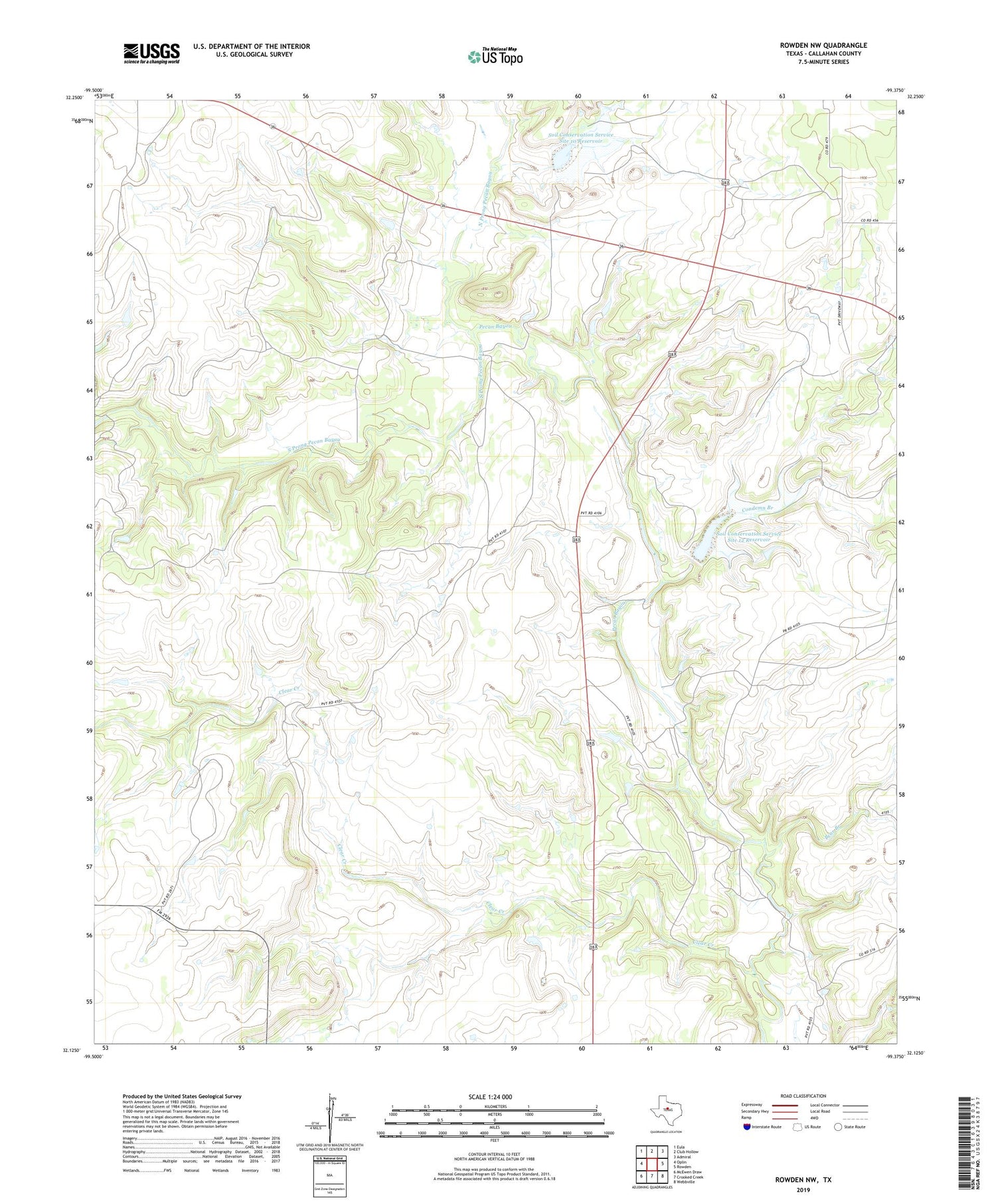 Rowden NW Texas US Topo Map Image