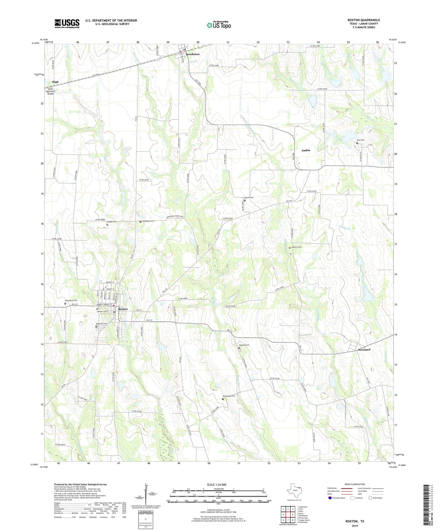Roxton Texas US Topo Map Image