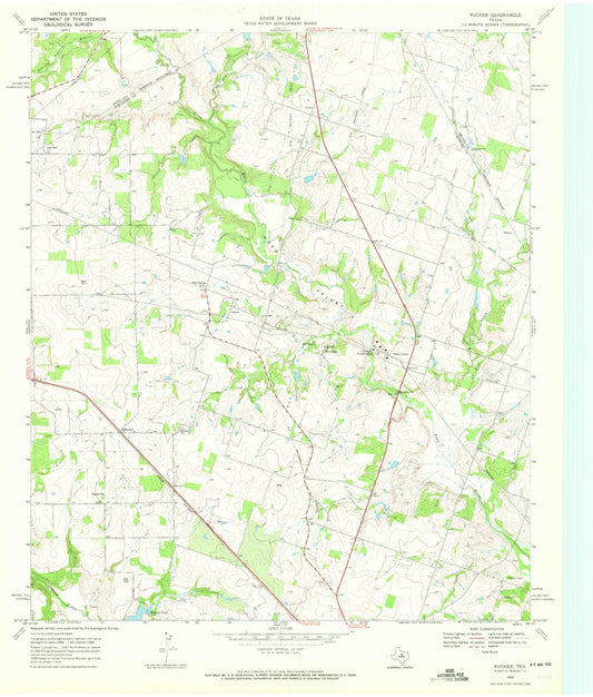 Classic USGS Rucker Texas 7.5'x7.5' Topo Map Image
