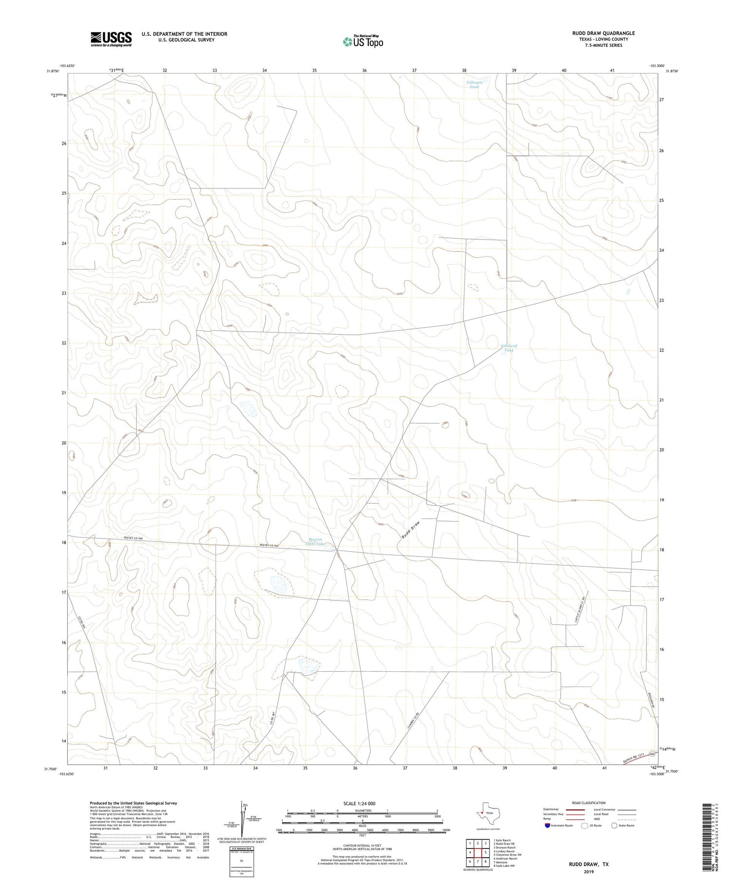 Rudd Draw Texas US Topo Map Image