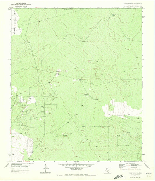 Classic USGS Rudd Draw NE Texas 7.5'x7.5' Topo Map Image