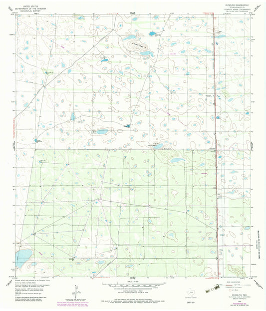 Classic USGS Rudolph Texas 7.5'x7.5' Topo Map Image