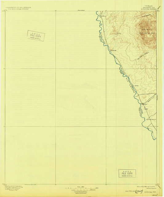 Historic 1896 Ruidosa Texas 30'x30' Topo Map Image