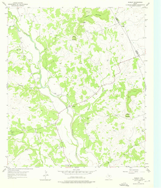 Classic USGS Rumley Texas 7.5'x7.5' Topo Map Image