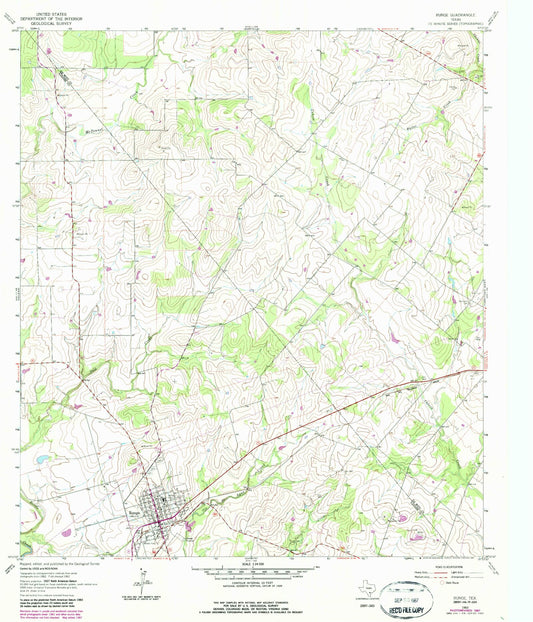 Classic USGS Runge Texas 7.5'x7.5' Topo Map Image