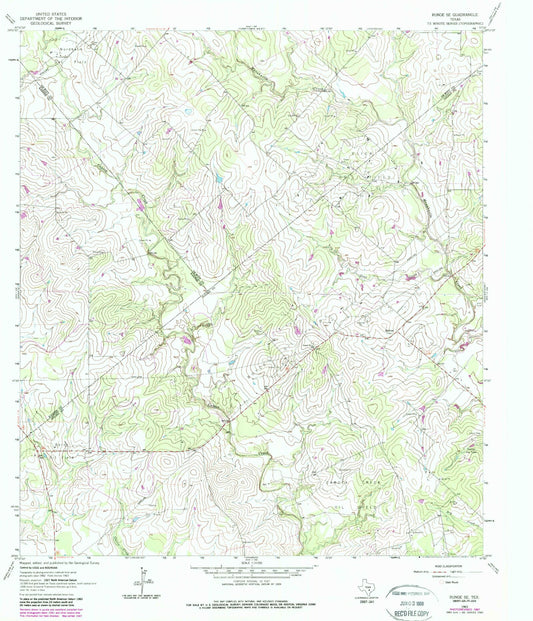Classic USGS Runge SE Texas 7.5'x7.5' Topo Map Image