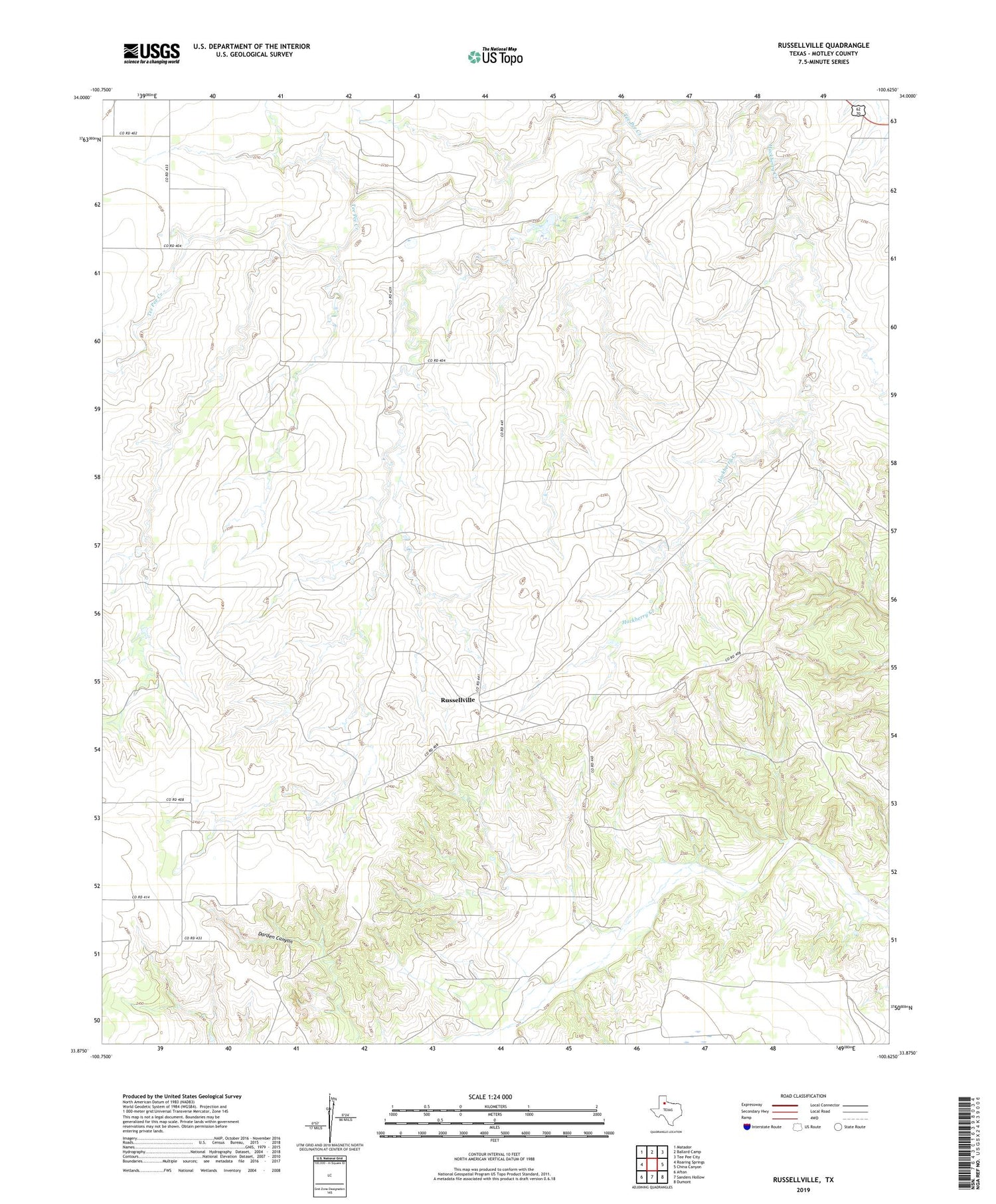 Russellville Texas US Topo Map Image