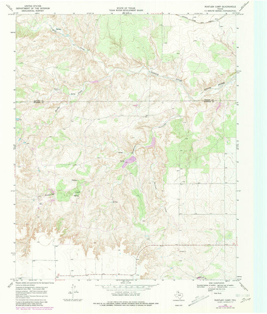 Classic USGS Rustler Camp Texas 7.5'x7.5' Topo Map Image