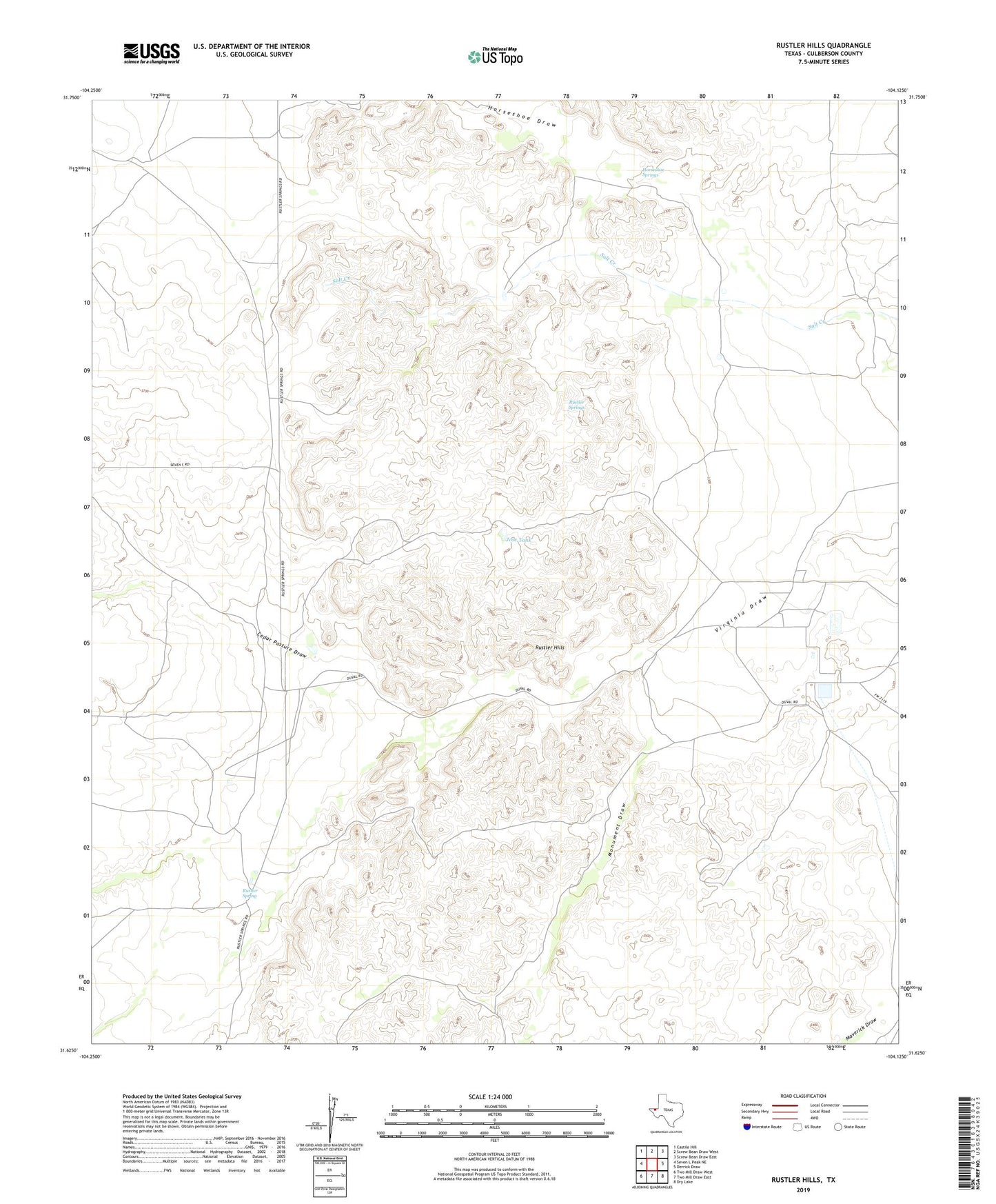 Rustler Hills Texas US Topo Map Image