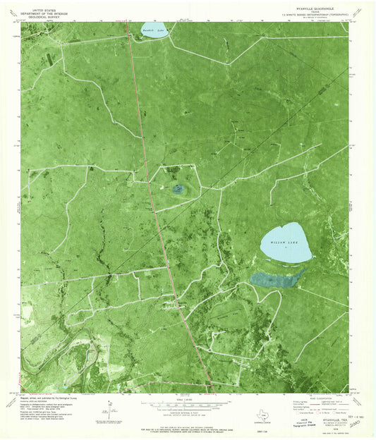 Classic USGS Ryanville Texas 7.5'x7.5' Topo Map Image