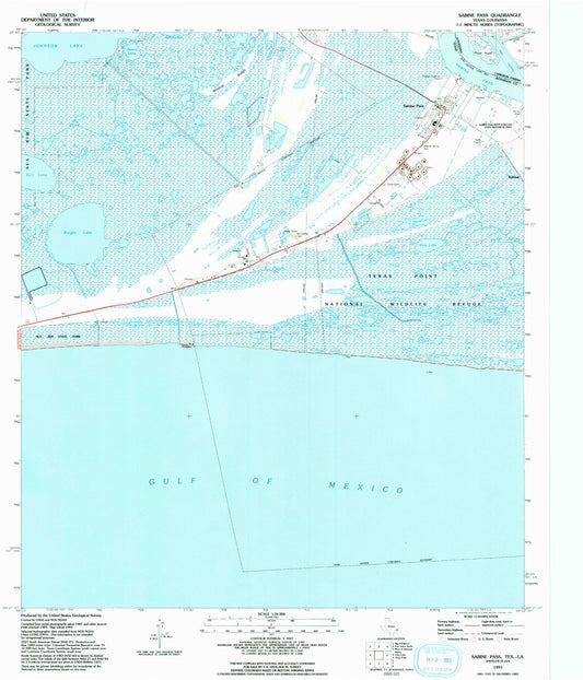 Classic USGS Sabine Pass Texas 7.5'x7.5' Topo Map Image