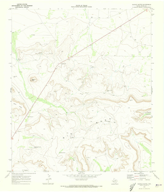 Classic USGS Saddle Butte Texas 7.5'x7.5' Topo Map Image