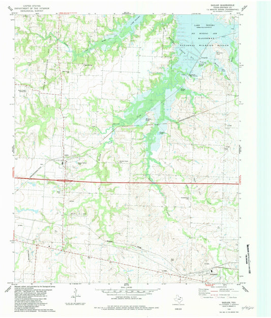 Classic USGS Sadler Texas 7.5'x7.5' Topo Map Image