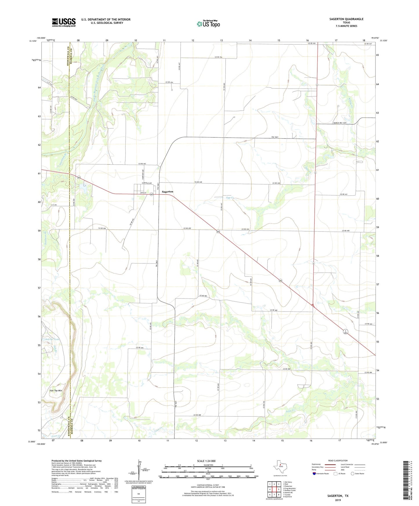 Sagerton Texas US Topo Map Image