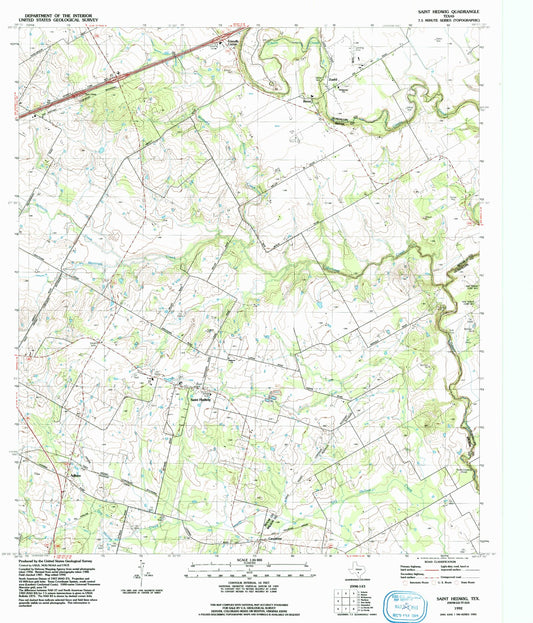 Classic USGS Saint Hedwig Texas 7.5'x7.5' Topo Map Image