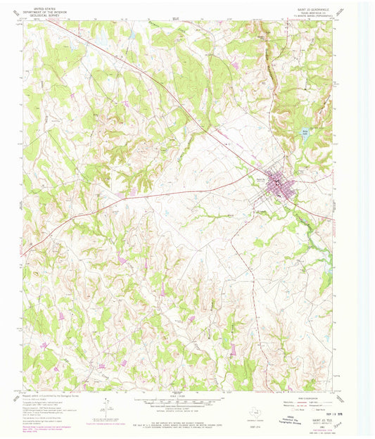 Classic USGS Saint Jo Texas 7.5'x7.5' Topo Map Image