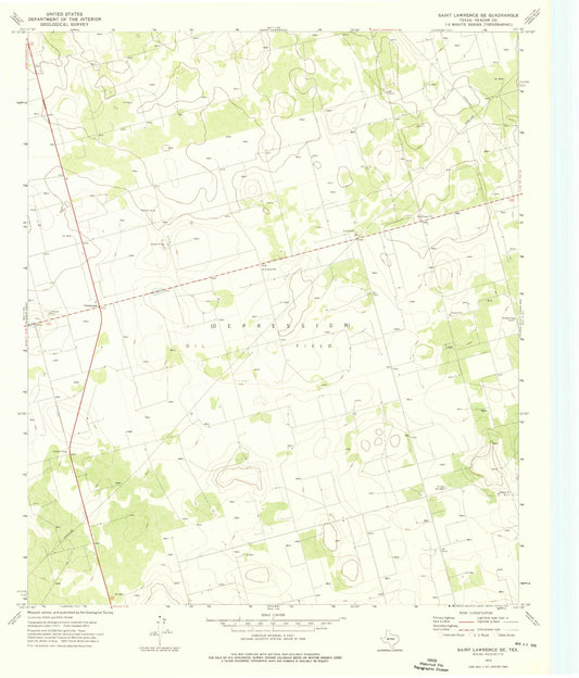 Classic USGS Saint Lawrence SE Texas 7.5'x7.5' Topo Map Image