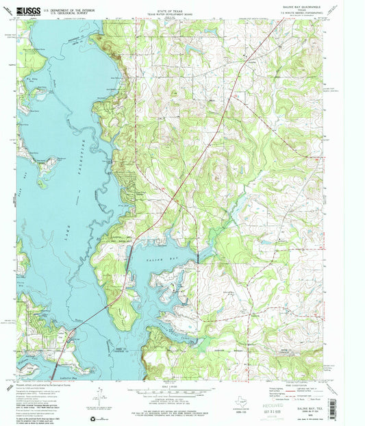 Classic USGS Saline Bay Texas 7.5'x7.5' Topo Map Image