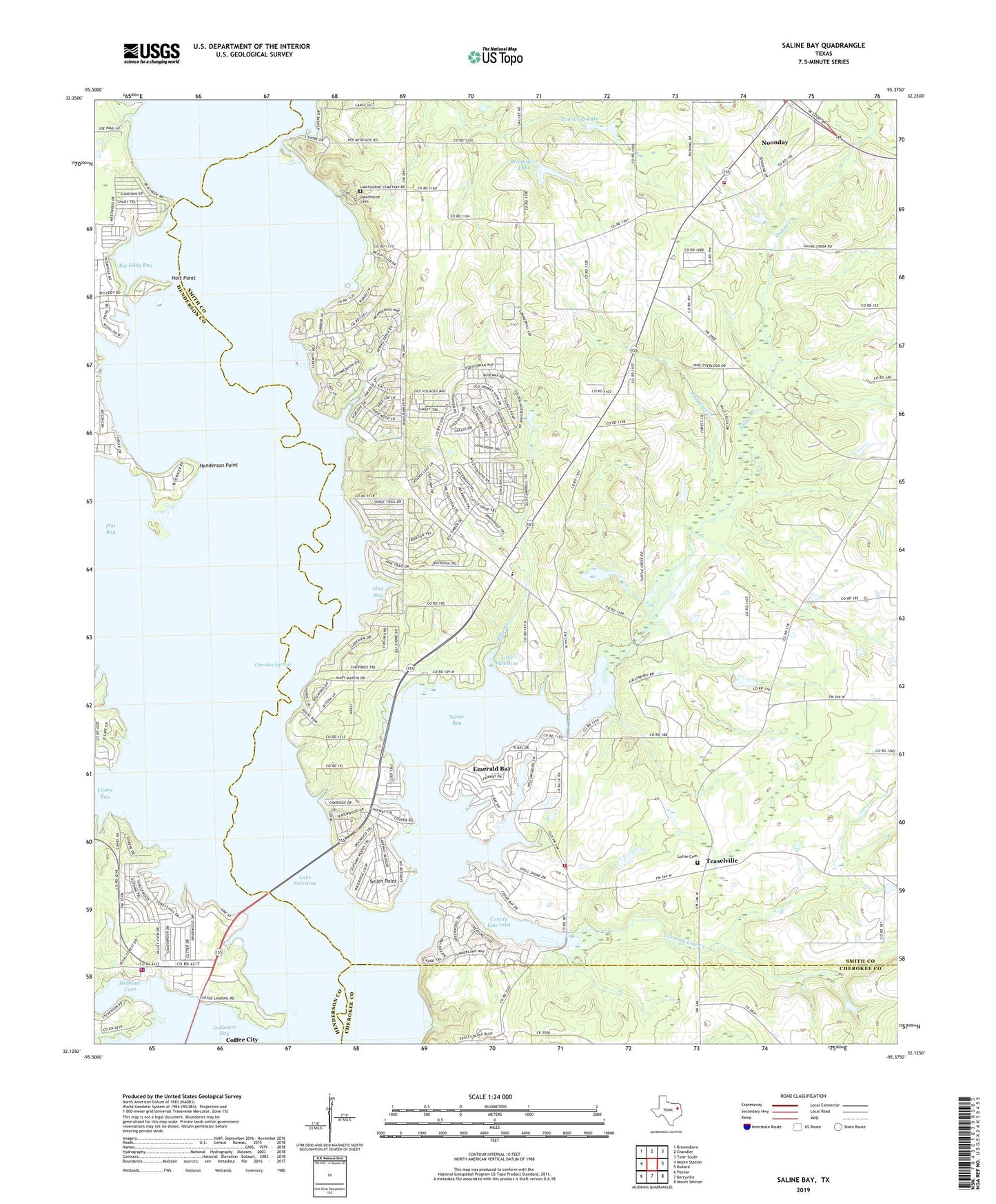Saline Bay Texas US Topo Map Image
