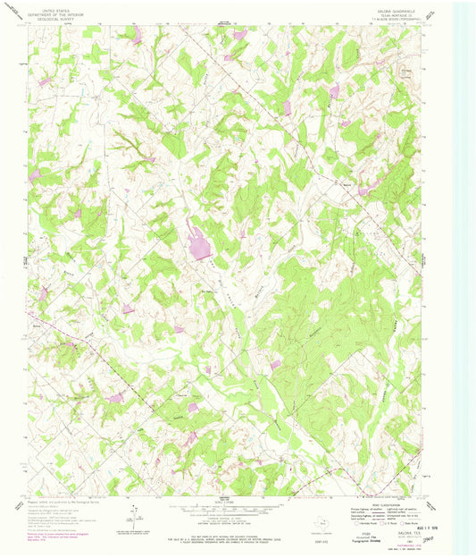 Classic USGS Salona Texas 7.5'x7.5' Topo Map Image