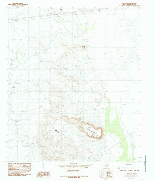 Classic USGS Salt Flat Texas 7.5'x7.5' Topo Map Image