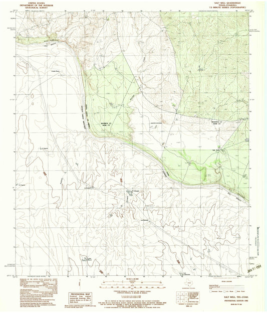 Classic USGS Salt Well Texas 7.5'x7.5' Topo Map Image