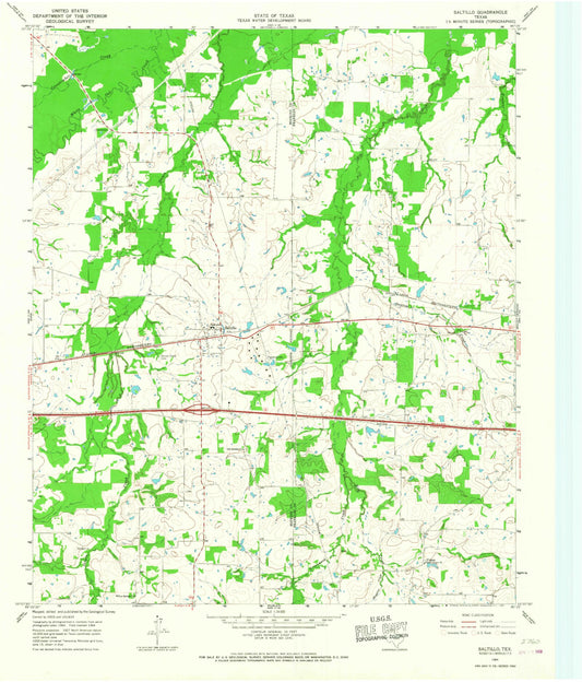 Classic USGS Saltillo Texas 7.5'x7.5' Topo Map Image