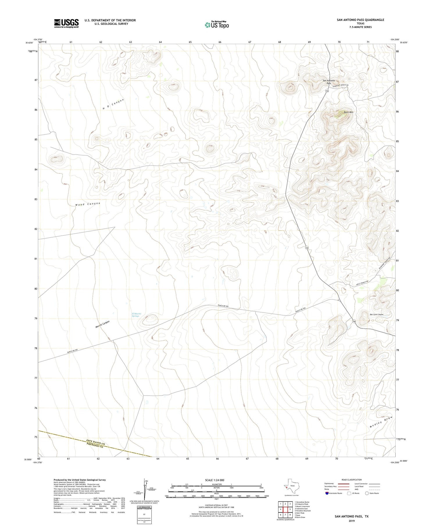 San Antonio Pass Texas US Topo Map Image