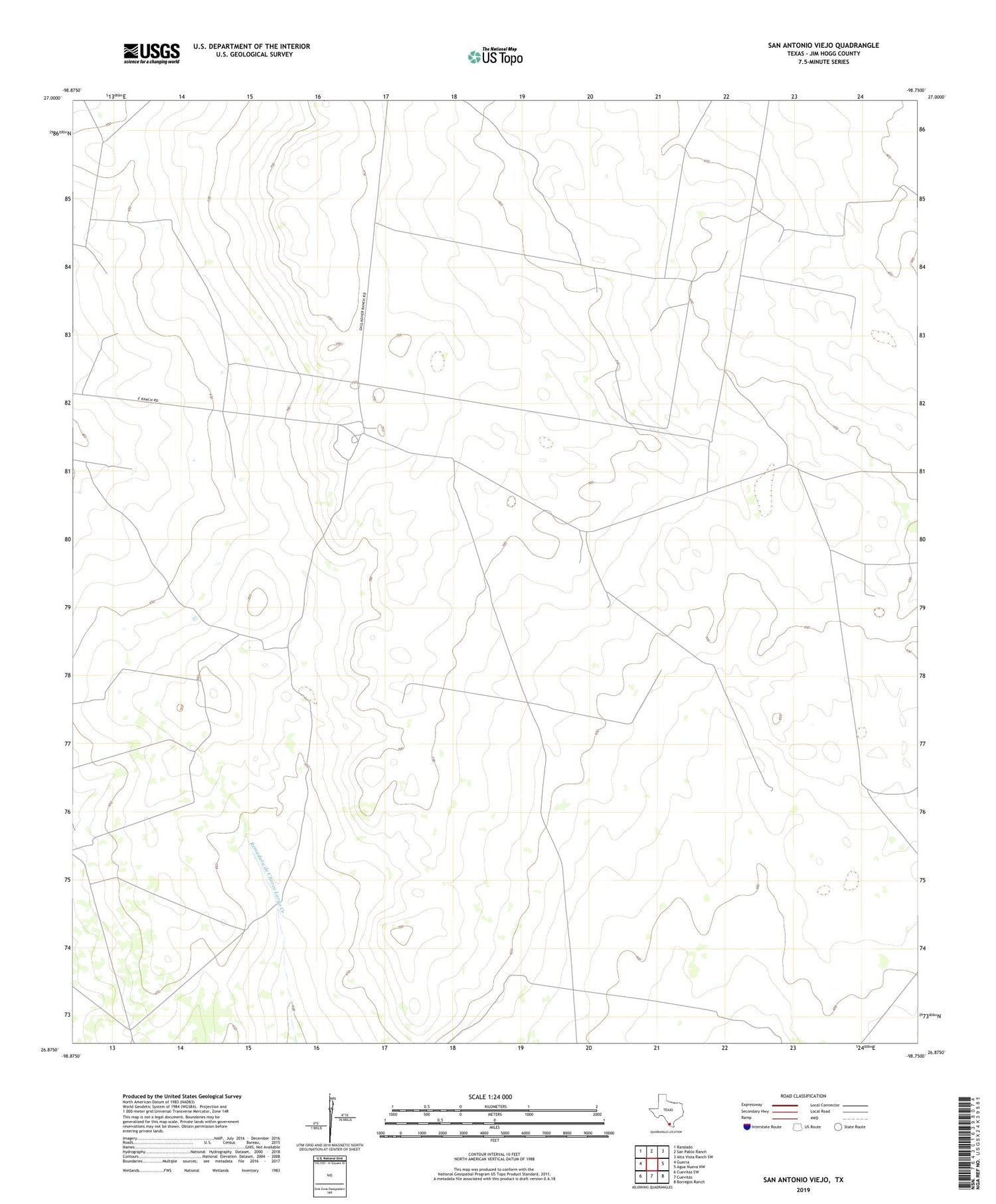 San Antonio Viejo Texas US Topo Map Image