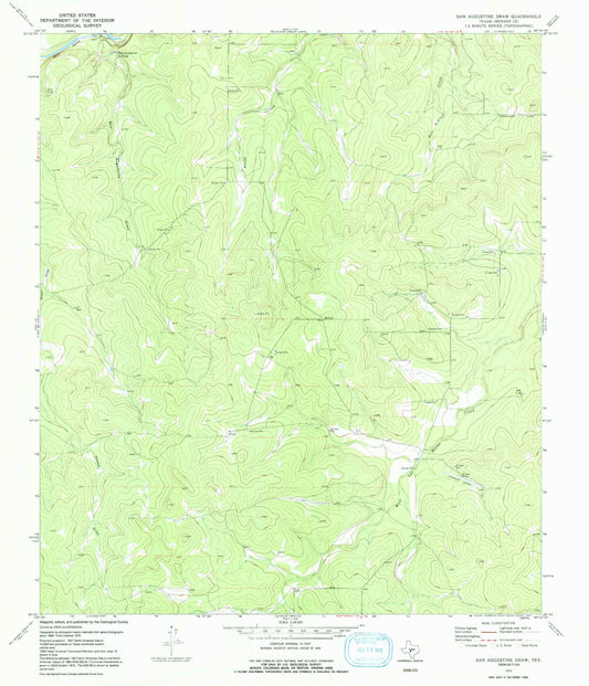 Classic USGS San Augustine Draw Texas 7.5'x7.5' Topo Map Image